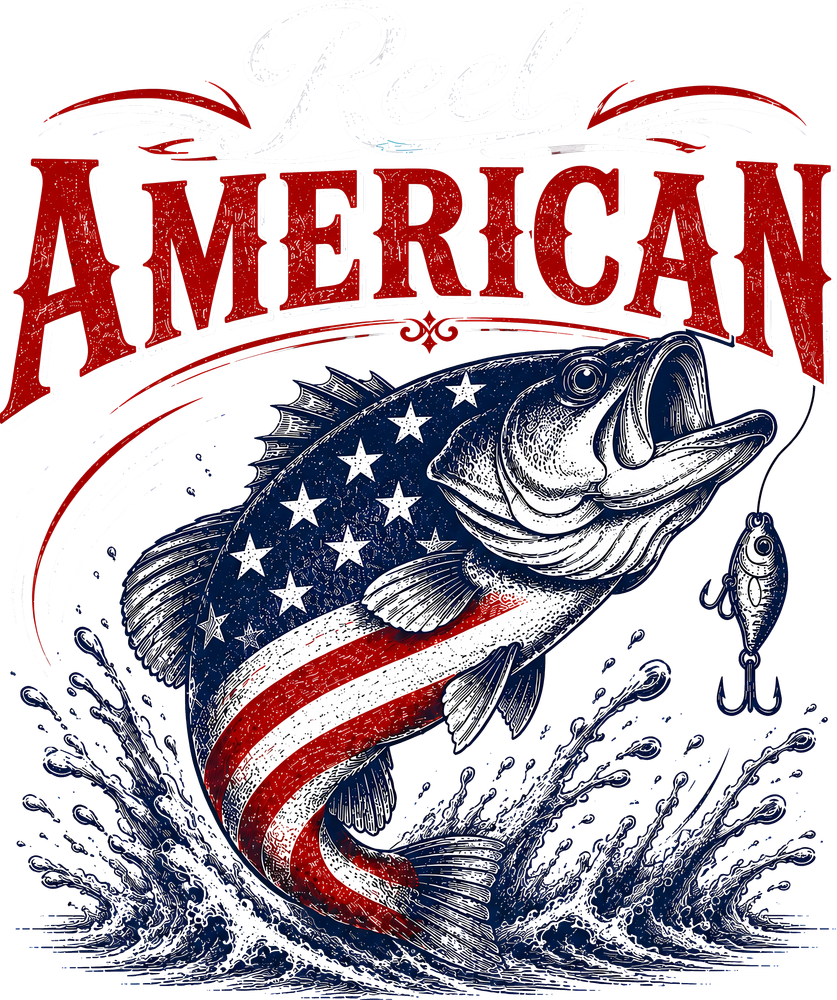 Reel American, US Flag - Fishing DTF Transfers