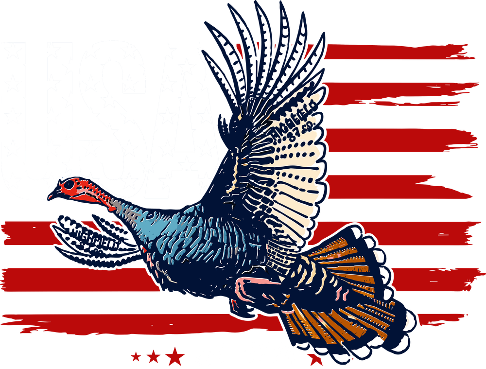 USA Flag, Turkey - Hunting DTF Transfers