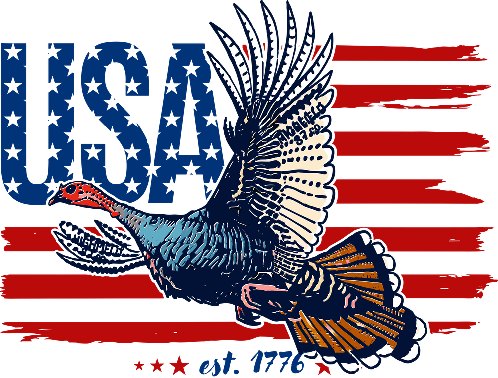 USA Flag, Turkey - Hunting DTF Transfers