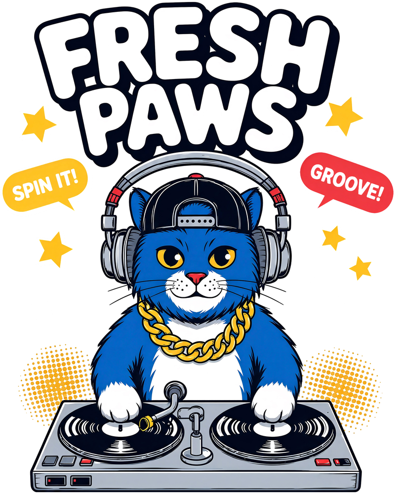 Fresh Paws, Spin It - Music DTF Transfers