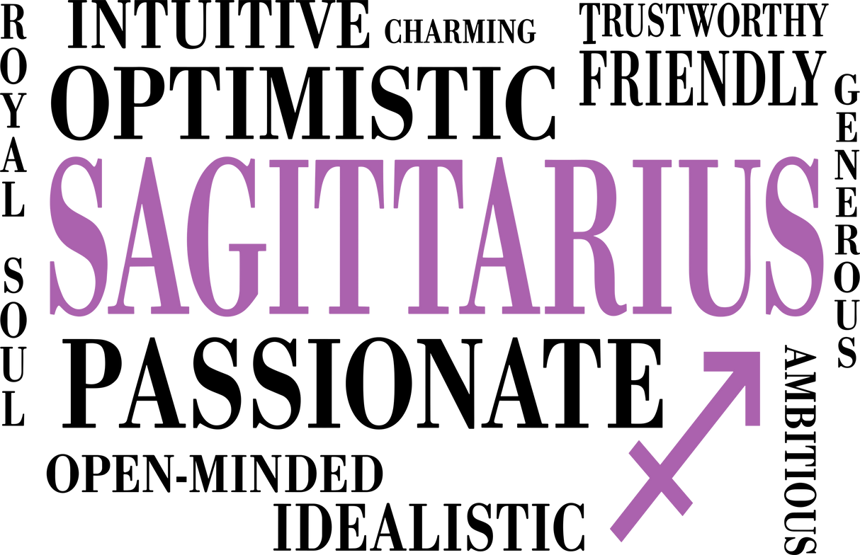 Sagittarius Qualities, Pink, Horizontal - Zodiacs & Horoscopes DTF Transfers