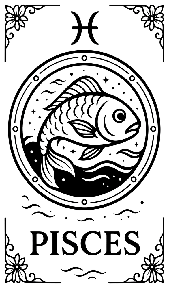 Pisces Tarot Card - Zodiacs & Horoscopes DTF Transfers