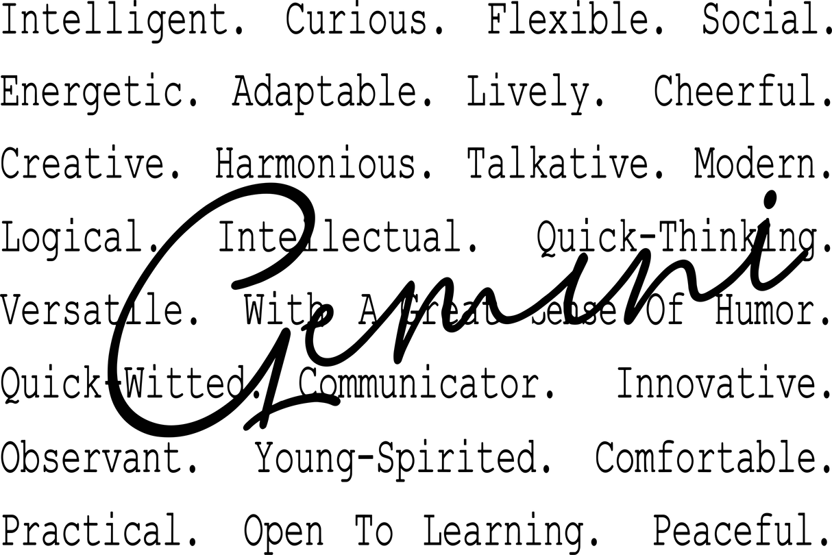 Gemini B&W - Zodiacs & Horoscopes DTF Transfers