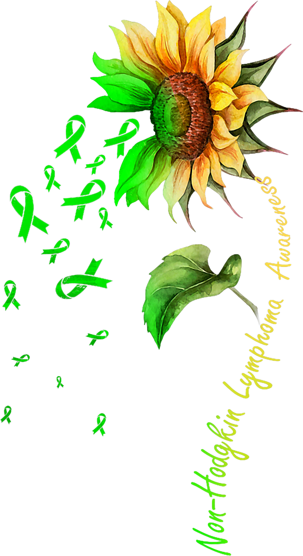 Green & Yellow Sunflower - Lymphoma DTF Transfers
