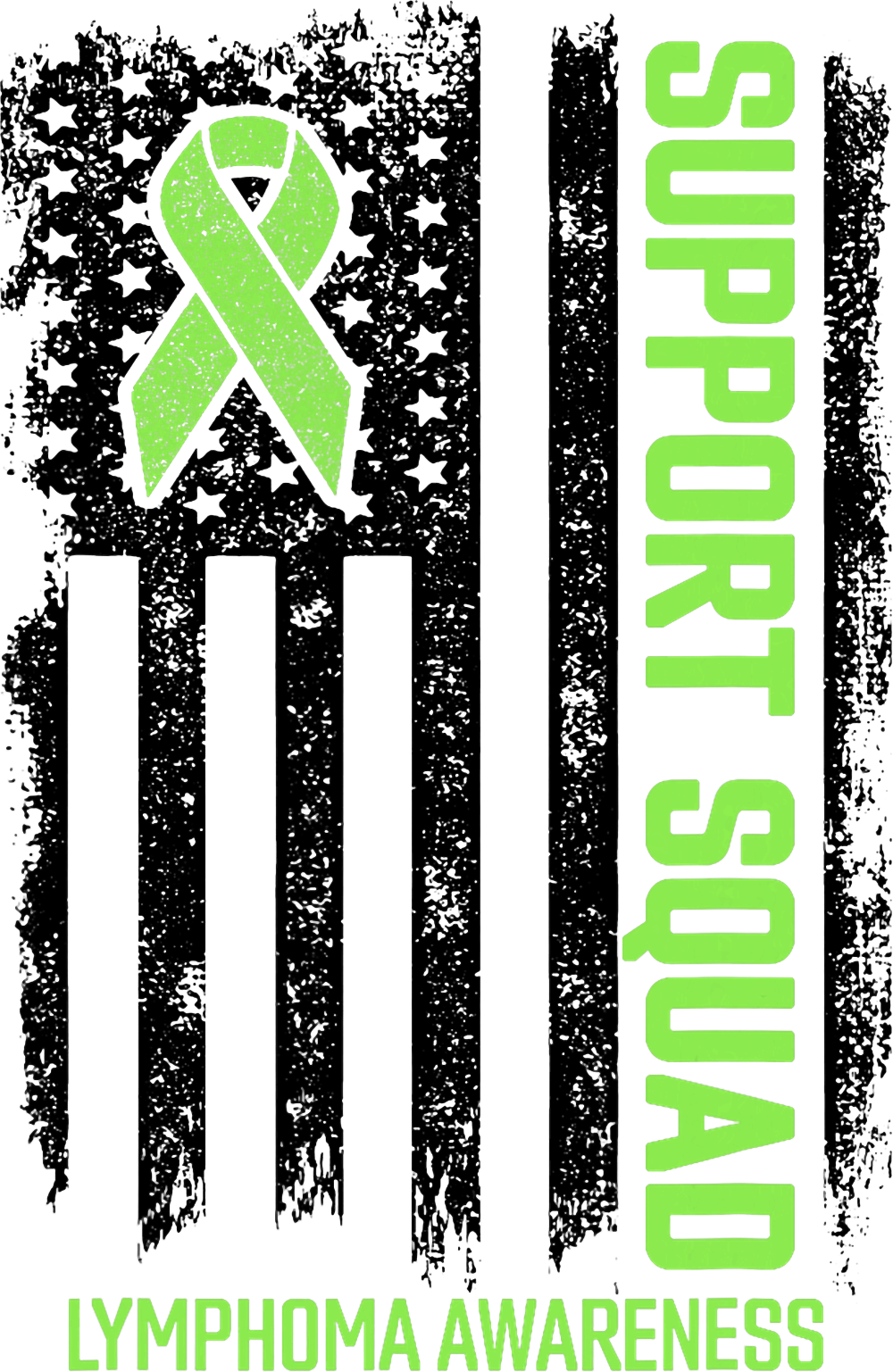 Support Squad, USA Flag B&W - Lymphoma DTF Transfers