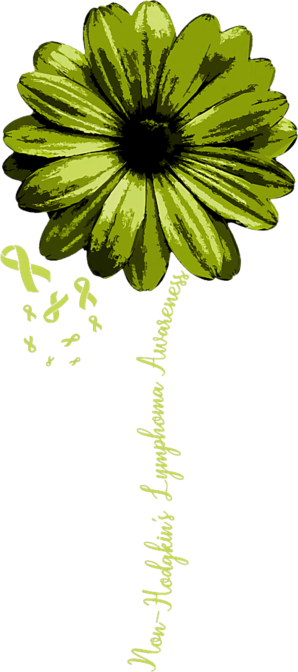 Green Sunflower & Ribbons - Lymphoma DTF Transfers