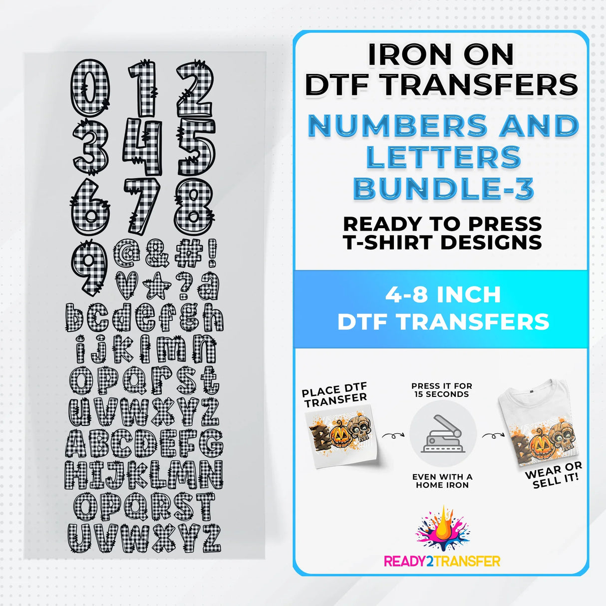 Numbers And Letters Bundle T-shirt Designs Premade DTF Gangsheet - DTF Bundle 3