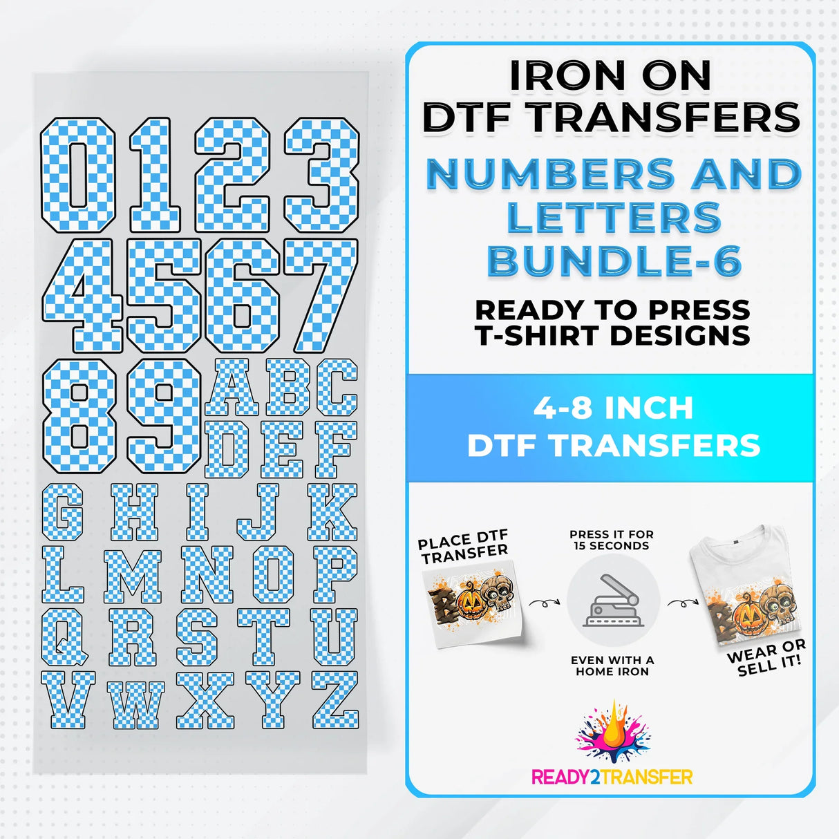 Numbers And Letters Bundle T-shirt Designs Premade DTF Gangsheet - DTF Bundle 6