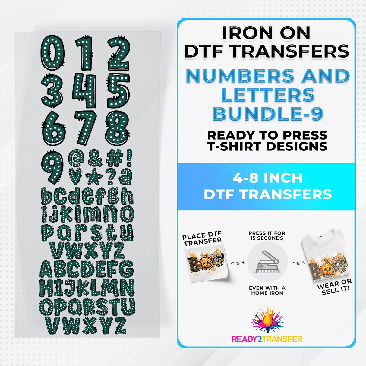 Numbers And Letters Bundle T-shirt Designs Premade DTF Gangsheet - DTF Bundle 9