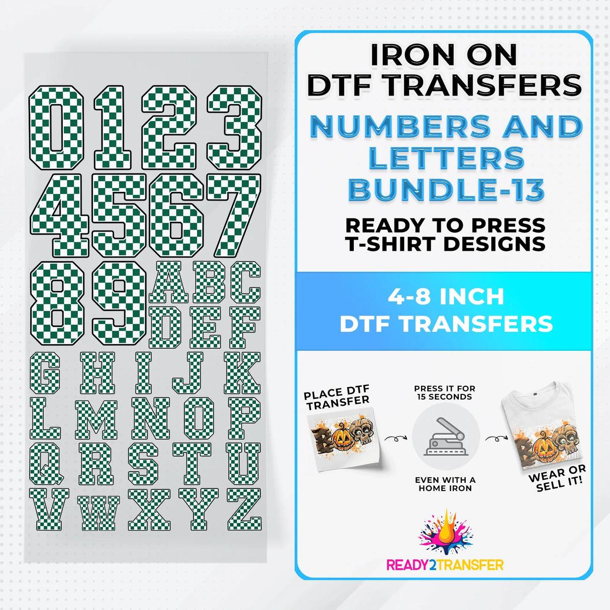 Numbers And Letters Bundle T-shirt Designs Premade DTF Gangsheet - DTF Bundle 13