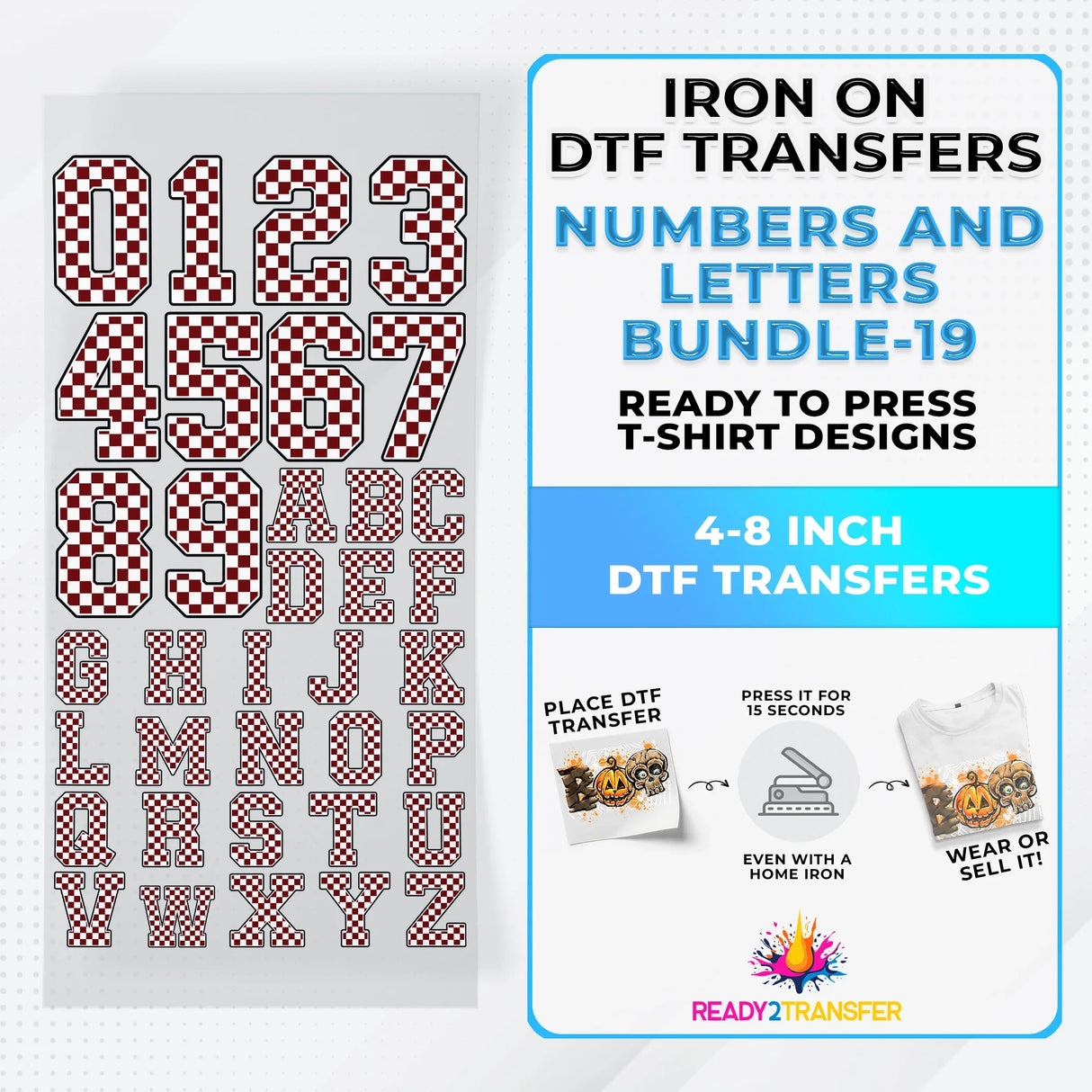 Numbers And Letters Bundle T-shirt Designs Premade DTF Gangsheet - DTF Bundle 19