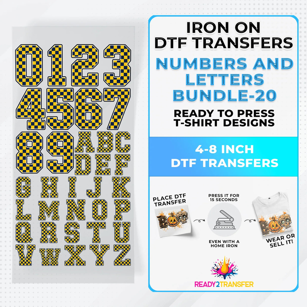 Numbers And Letters Bundle T-shirt Designs Premade DTF Gangsheet - DTF Bundle 20