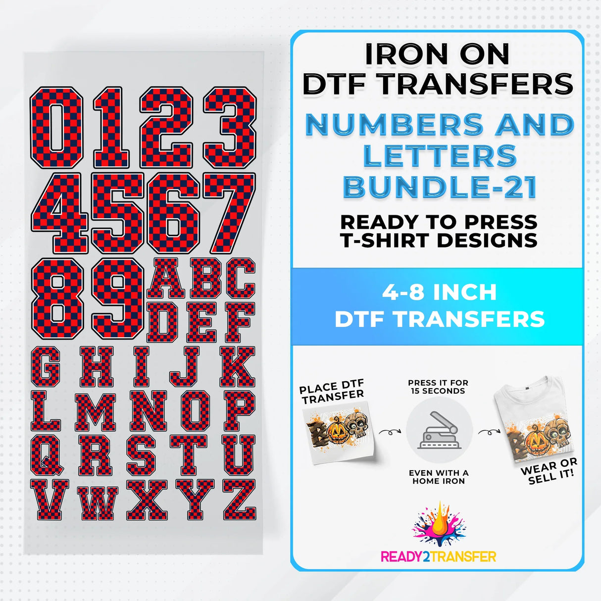 Numbers And Letters Bundle T-shirt Designs Premade DTF Gangsheet - DTF Bundle 21