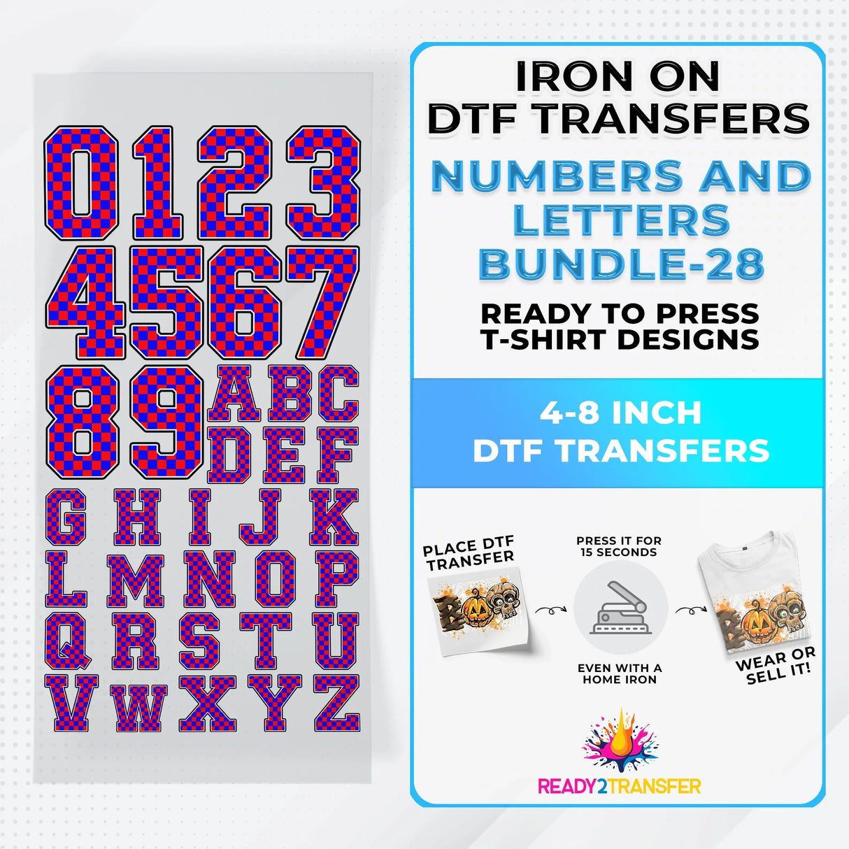 Numbers And Letters Bundle T-shirt Designs Premade DTF Gangsheet - DTF Bundle 28