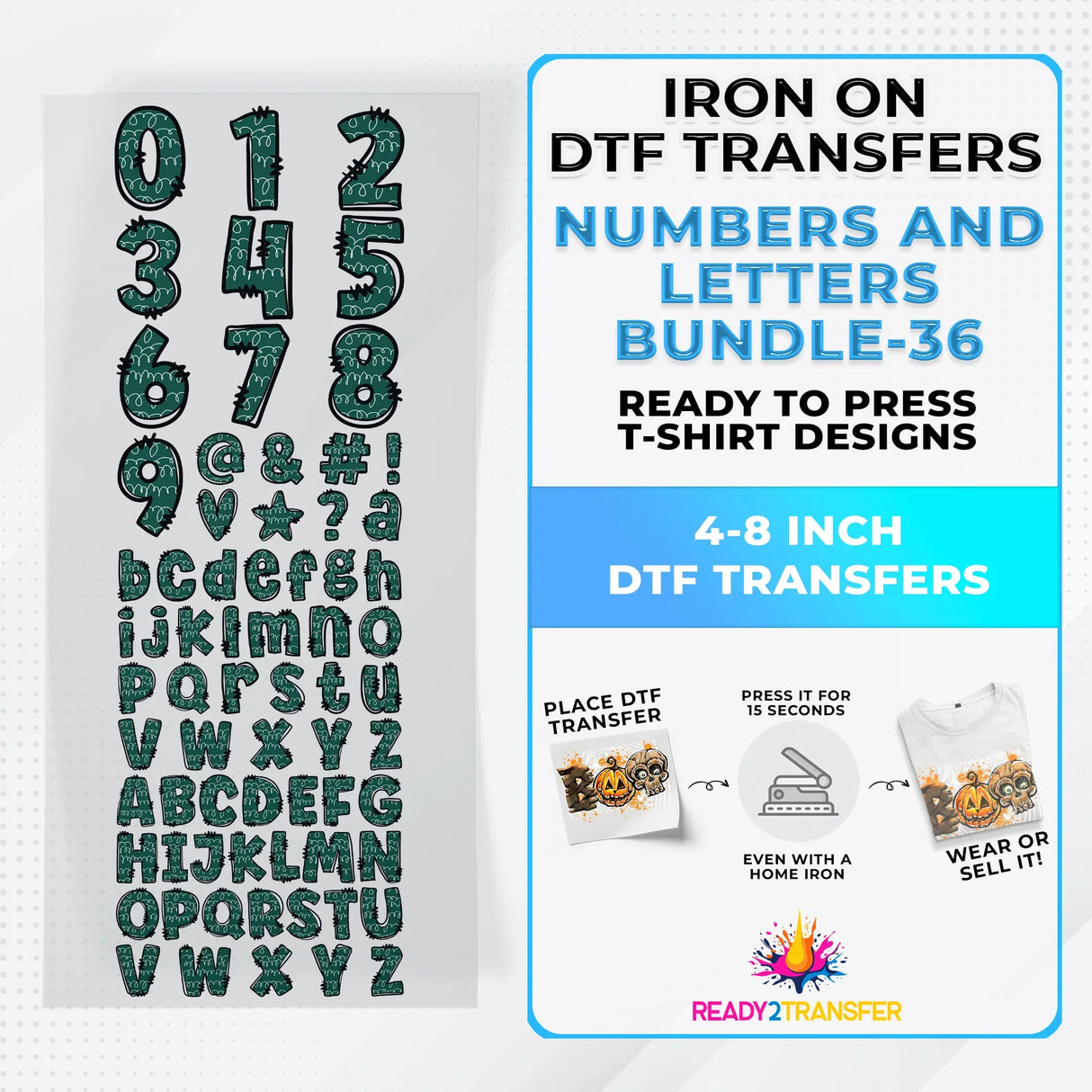 Numbers And Letters Bundle T-shirt Designs Premade DTF Gangsheet - DTF Bundle 36