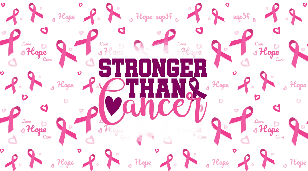 Stronger Than Cancer Ribbon - Awareness Cup Wrap UV Sticker Permanent UV DTF Decal