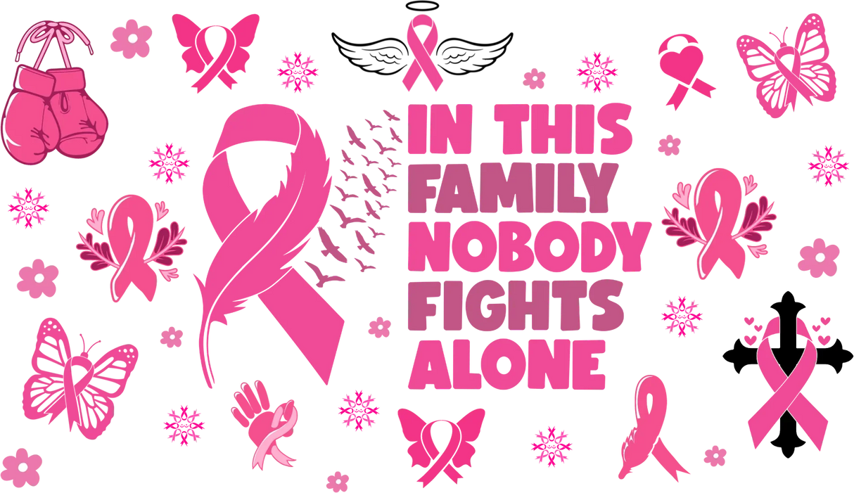 In This Family Nobody Fights Alone - Awareness Cup Wrap UV Sticker Permanent UV DTF Decal