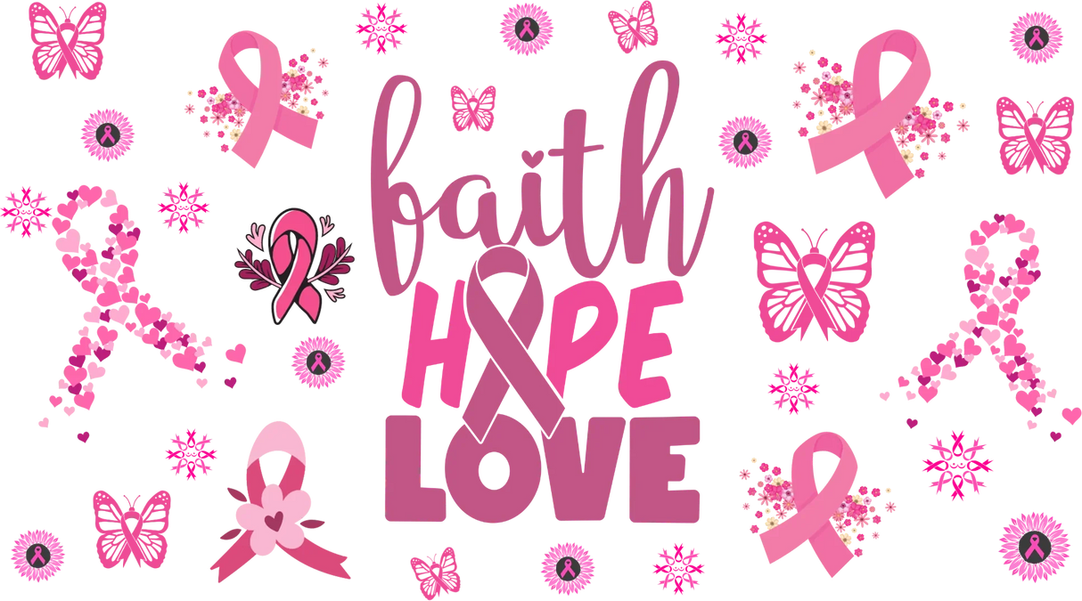 Faith Hope Love - Awareness Cup Wrap UV Sticker Permanent UV DTF Decal