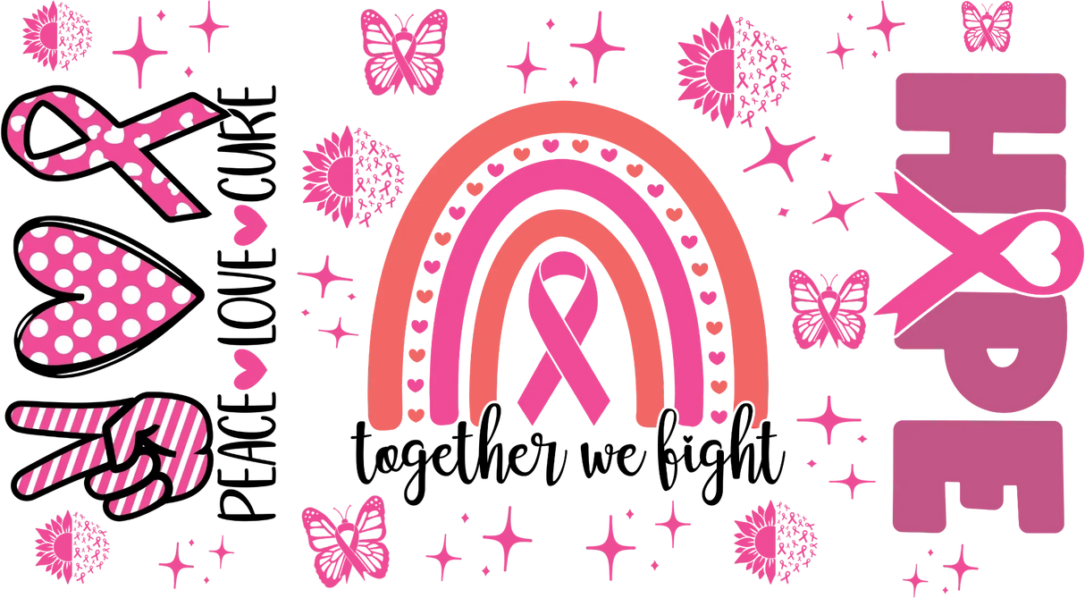 Together We Fight Rainbow - Awareness Cup Wrap UV Sticker Permanent UV DTF Decal