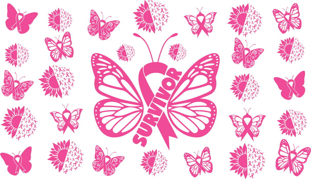 Survivor Butterfly - Awareness Cup Wrap UV Sticker Permanent UV DTF Decal