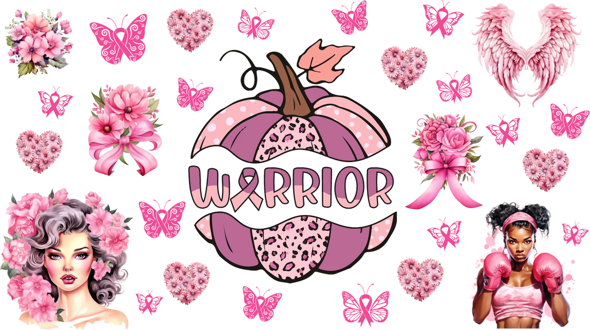 Warrior Pumpkin Design - Awareness Cup Wrap UV Sticker Permanent UV DTF Decal