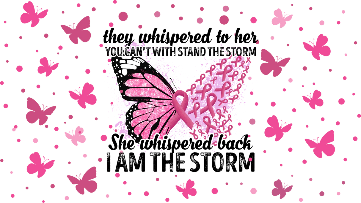 Pink Butterfly Quote - Awareness Cup Wrap UV Sticker Permanent UV DTF Decal