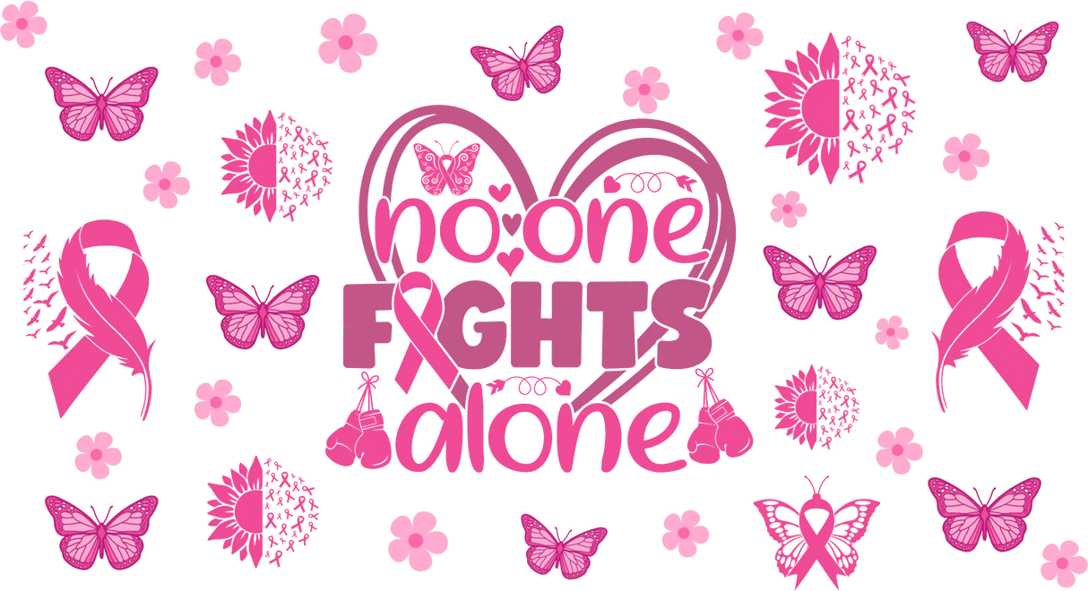No One Fights Alone Heart - Awareness Cup Wrap UV Sticker Permanent UV DTF Decal