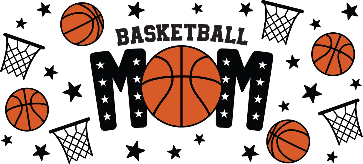 Basketball Mom - Basketball Cup Wrap UV Sticker Permanent UV DTF Decal