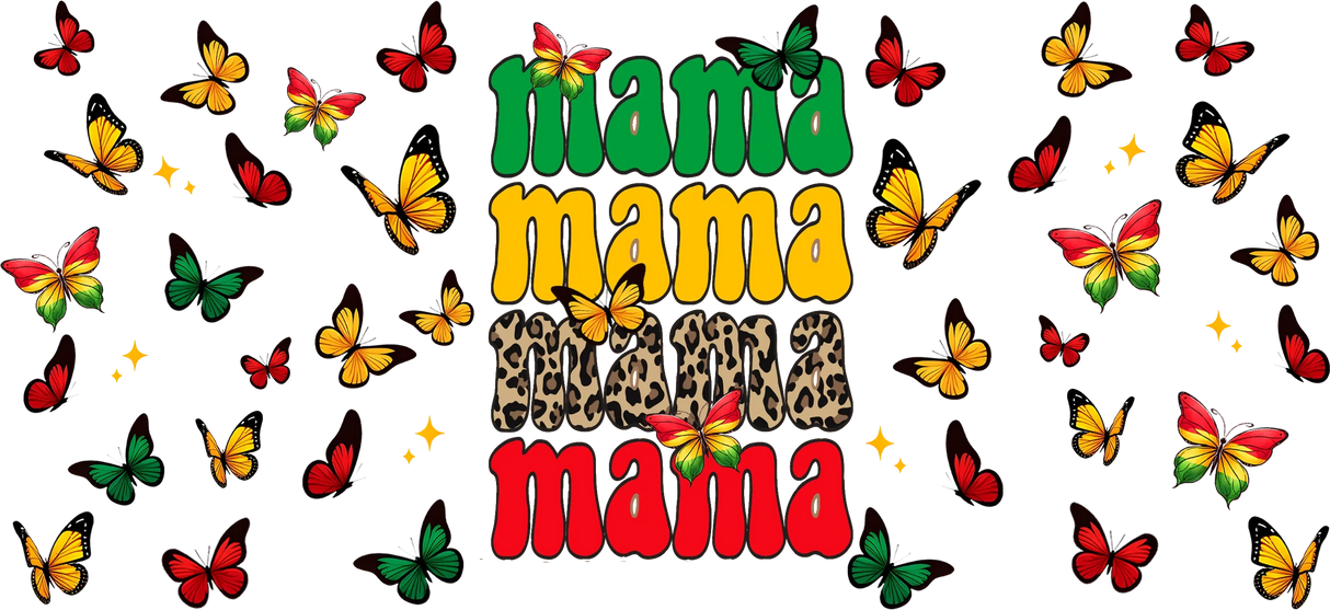 Mama Butterfly Design - Black History Month Cup Wrap UV Sticker Permanent UV DTF Decal