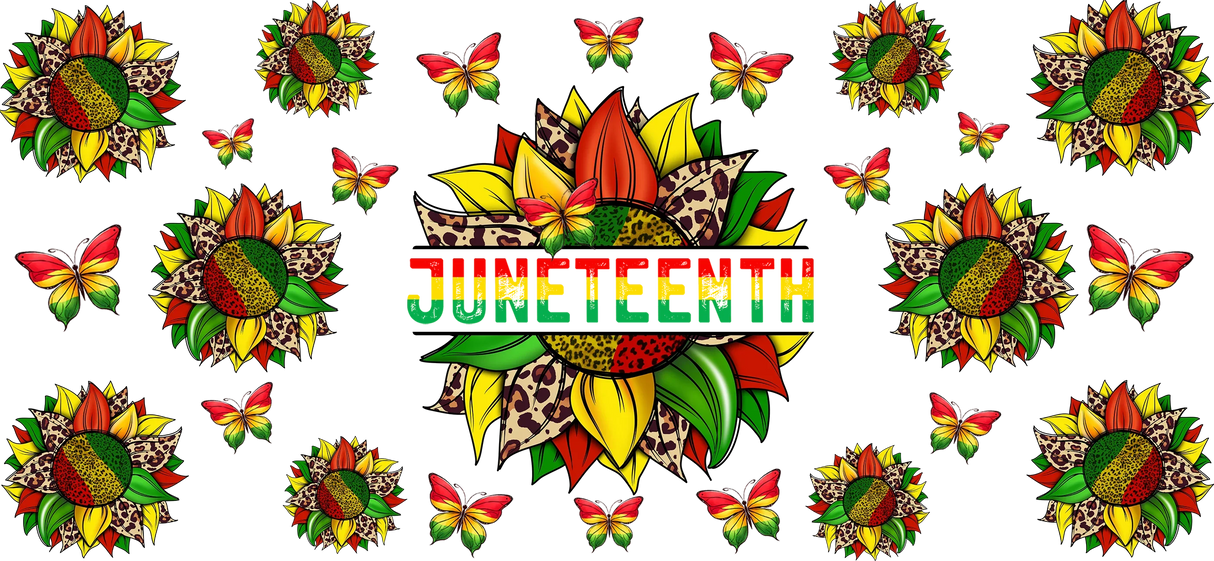 Juneteenth Colorful Sunflower - Black History Month Cup Wrap UV Sticker Permanent UV DTF Decal