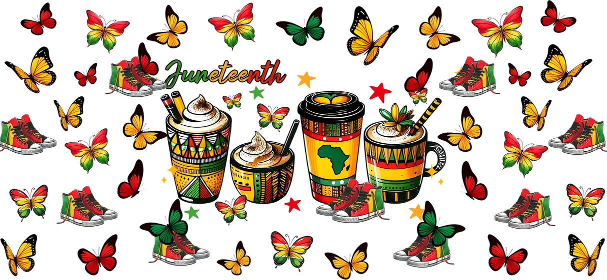Juneteenth Drinks And Shoes - Black History Month Cup Wrap UV Sticker Permanent UV DTF Decal