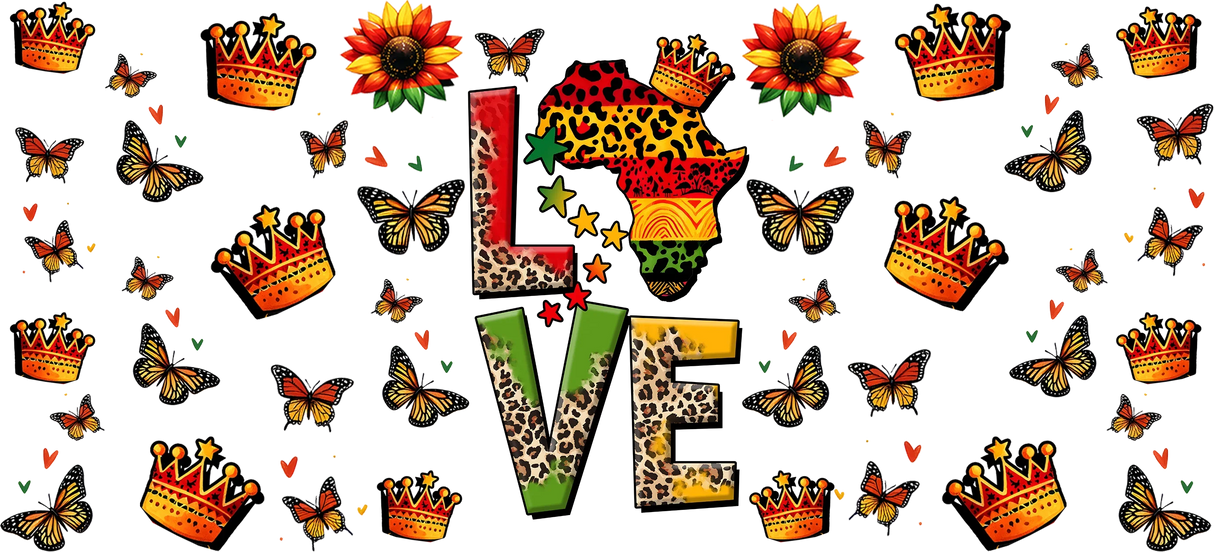 Love Crown Design - Black History Month Cup Wrap UV Sticker Permanent UV DTF Decal