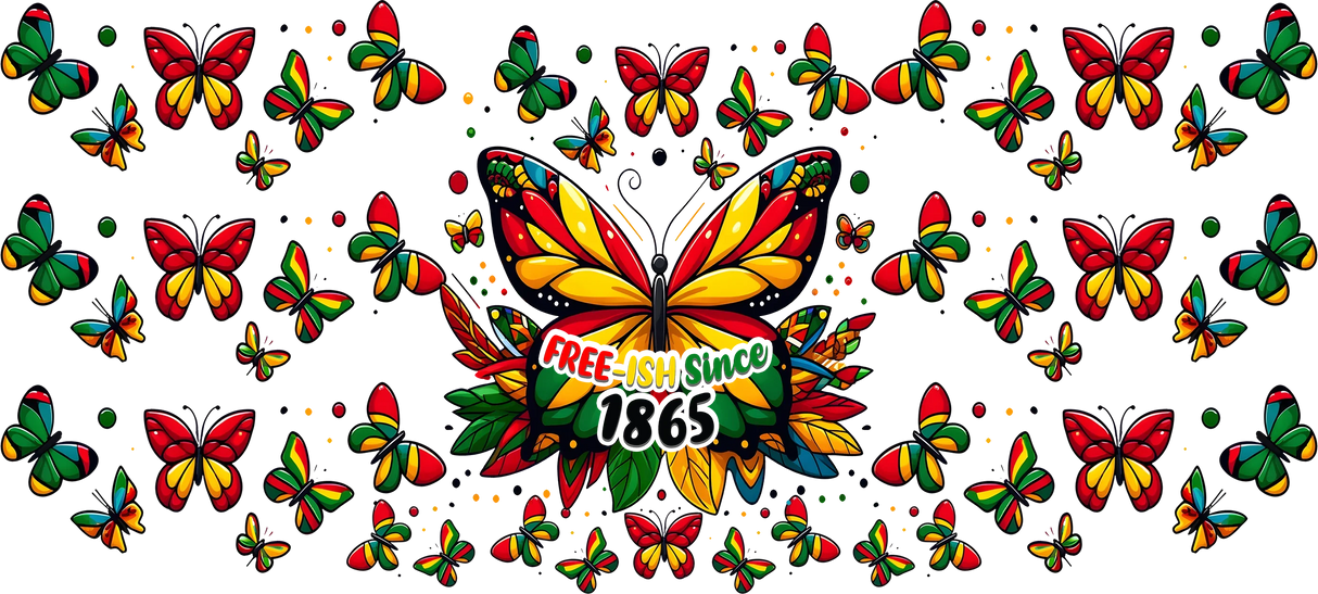 Freeish Since 1865 Butterfly - Black History Month Cup Wrap UV Sticker Permanent UV DTF Decal