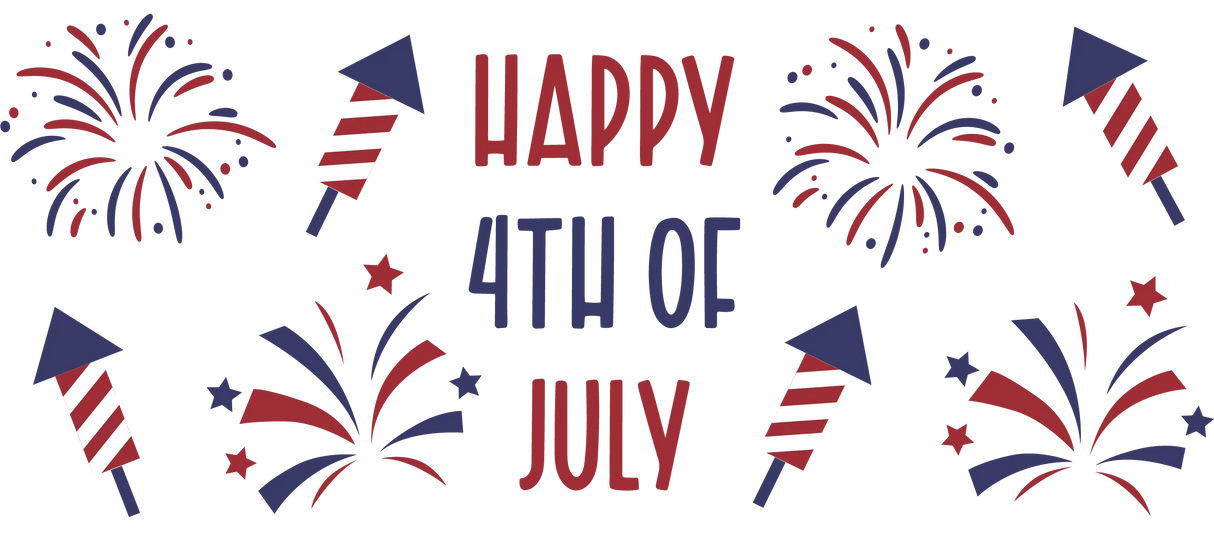 Fireworks Happy 4th Of July - 4th Of July Cup Wrap UV Sticker Permanent UV DTF Decal