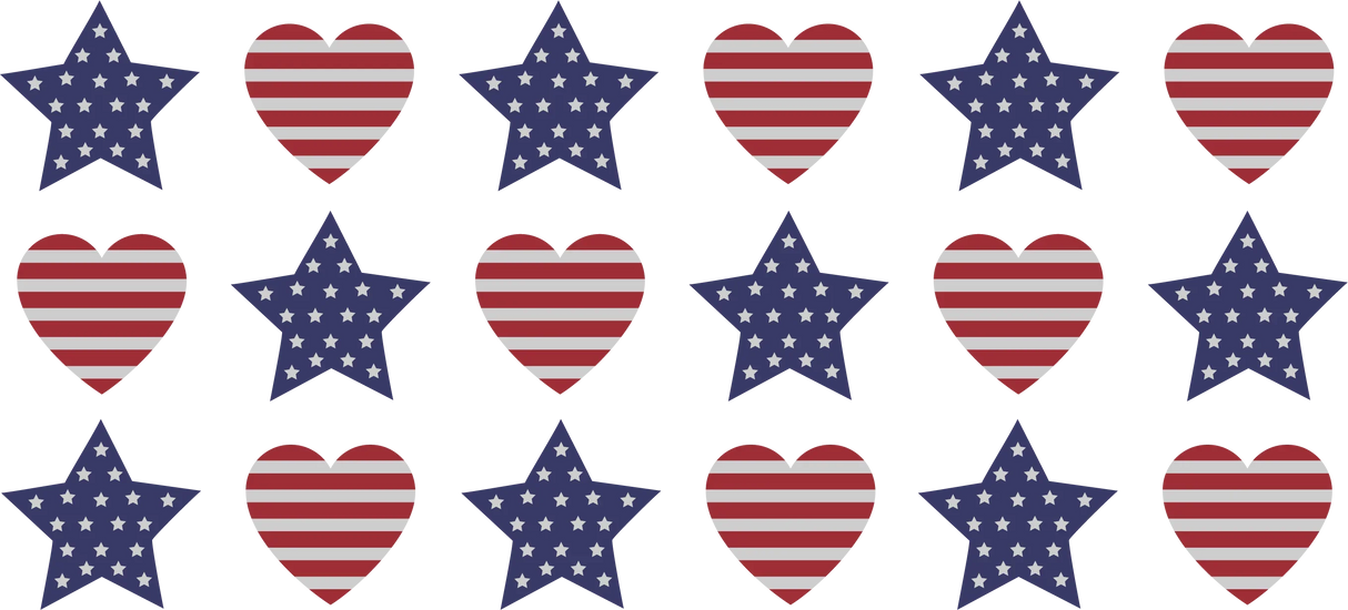 USA Flag Heart And Stars - 4th Of July Cup Wrap UV Sticker Permanent UV DTF Decal