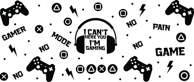 I Can't I'm Gaming - Video Games Cup Wrap UV Sticker Permanent UV DTF Decal