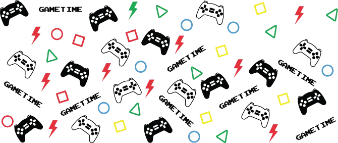 Game Time Colorful Design - Video Games Cup Wrap UV Sticker Permanent UV DTF Decal