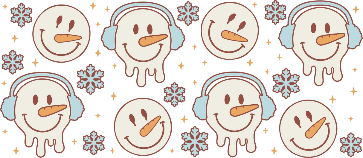 Snowman Smiley - Winter Cup Wrap UV Sticker Permanent UV DTF Decal