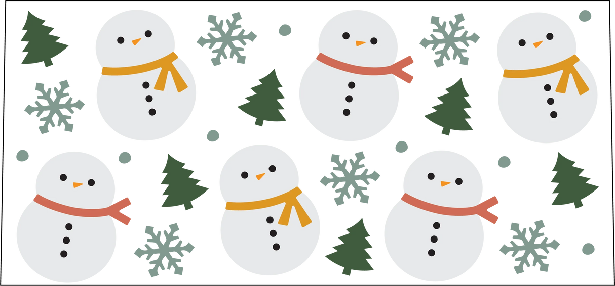 Snowman Tree And Snowflakes - Winter Cup Wrap UV Sticker Permanent UV DTF Decal ready2transfer