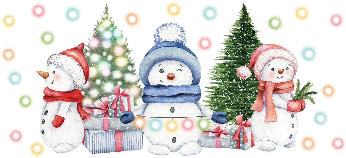 Snow Man Tree Design - Winter Cup Wrap UV Sticker Permanent UV DTF Decal