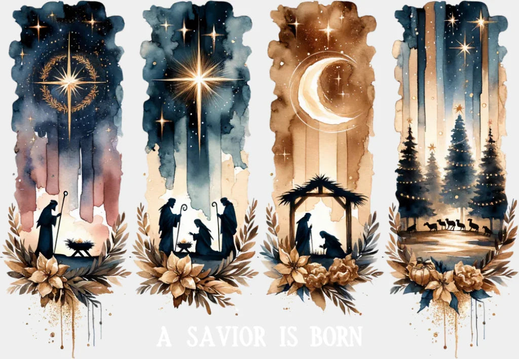 A Savior Is Born - Christmas DTF Transfer Adult Unisex - S & M (10’’) / Light Color Design (See Imaging)