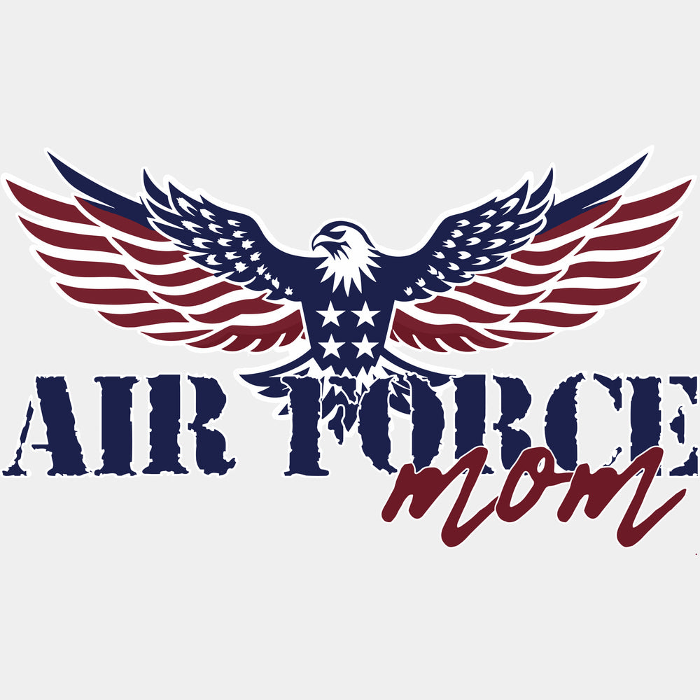 Air Force Mom Eagle - Air Force DTF Transfers - Adult Unisex - S & M (10’’) / Light Color Design (See Imaging)