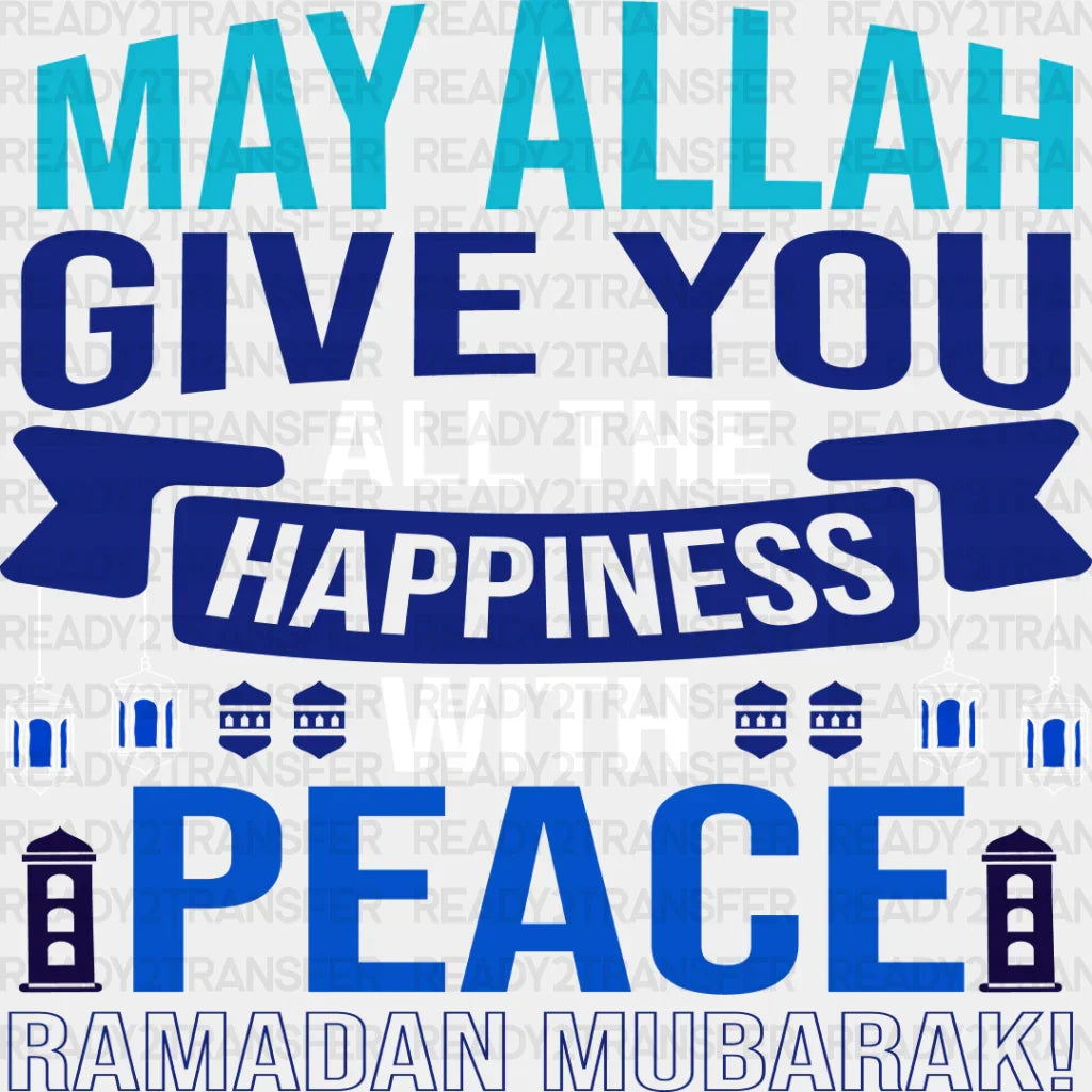 All The Happiness With Peace - Muslim Dtf Transfer Adult Unisex S & M (10’’) / Light Color