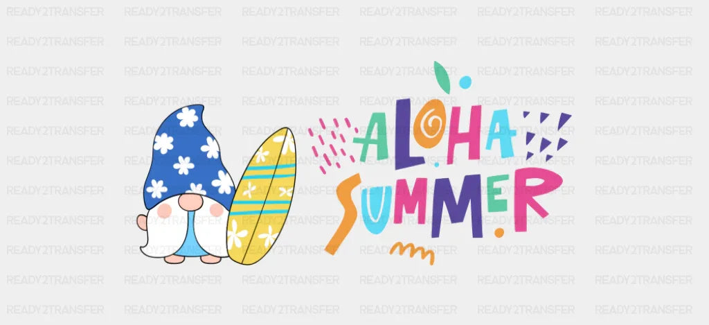 Aloha Summer Surfing Gnome - Summer Cup Wrap UV Sticker Permanent UV DTF Decal