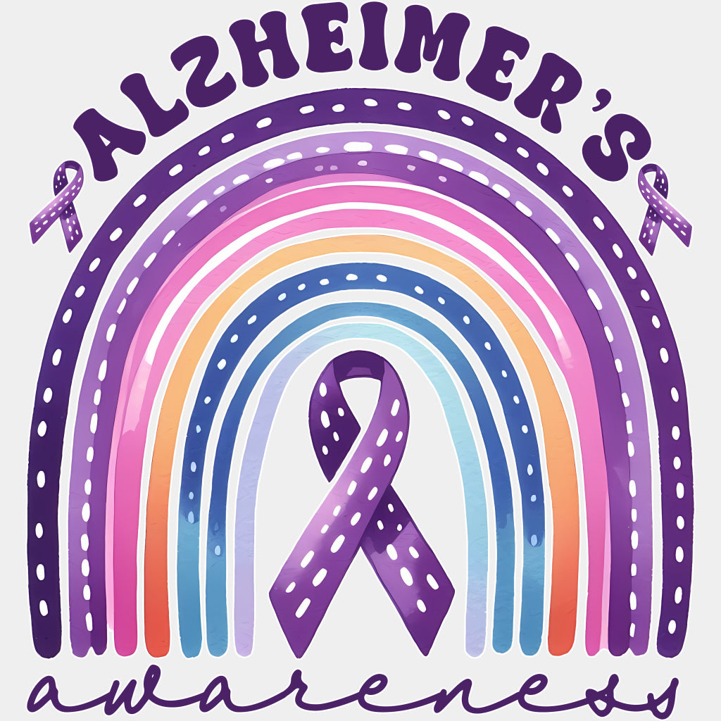 Alzheimer's Awareness Rainbow - Alzheimer's Awareness DTF Transfer ready2transfer Light Color Design (See Imaging)