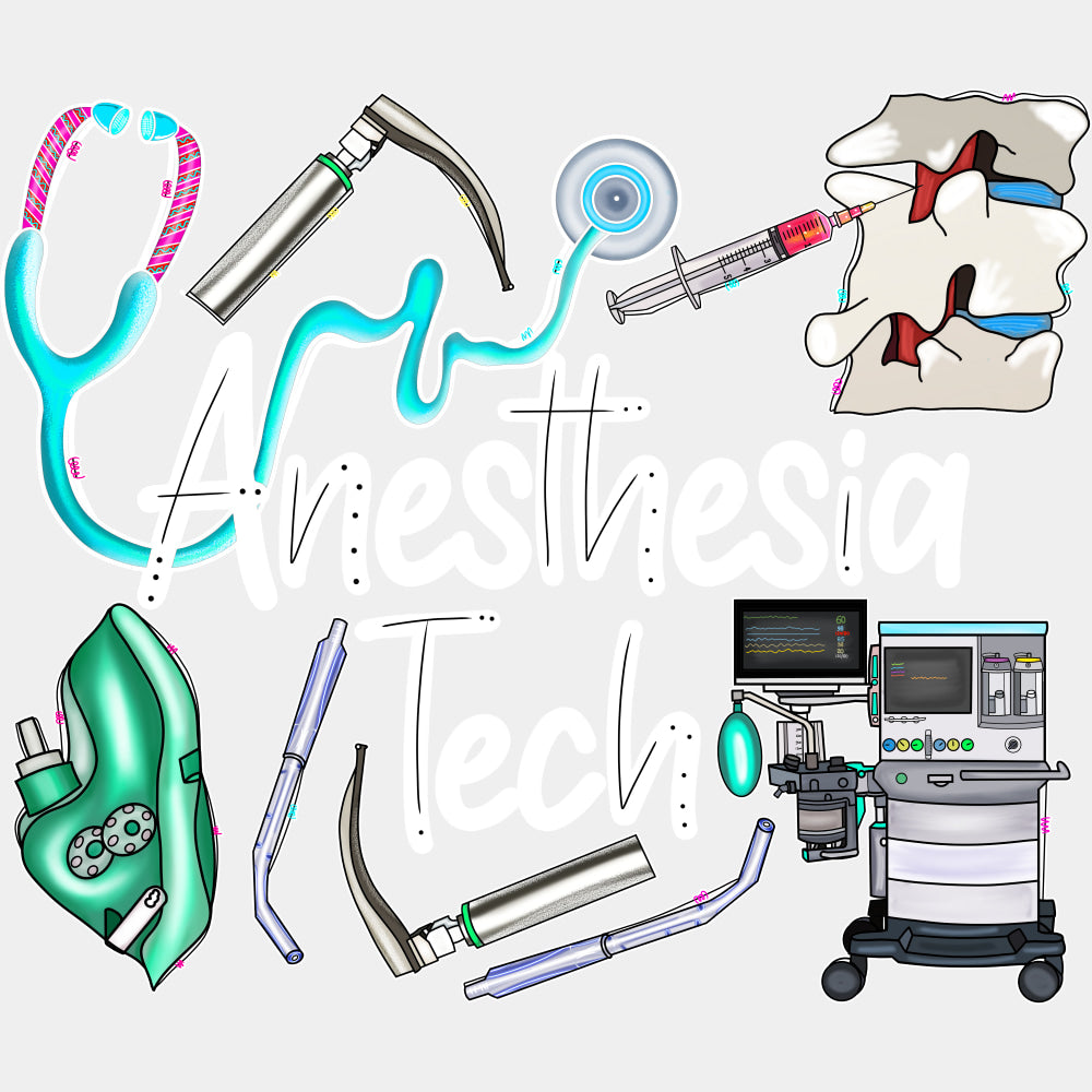 Anesthesia Tech Items - CRNA Nurse DTF Transfers ready2transfer Light Color Design (See Imaging)