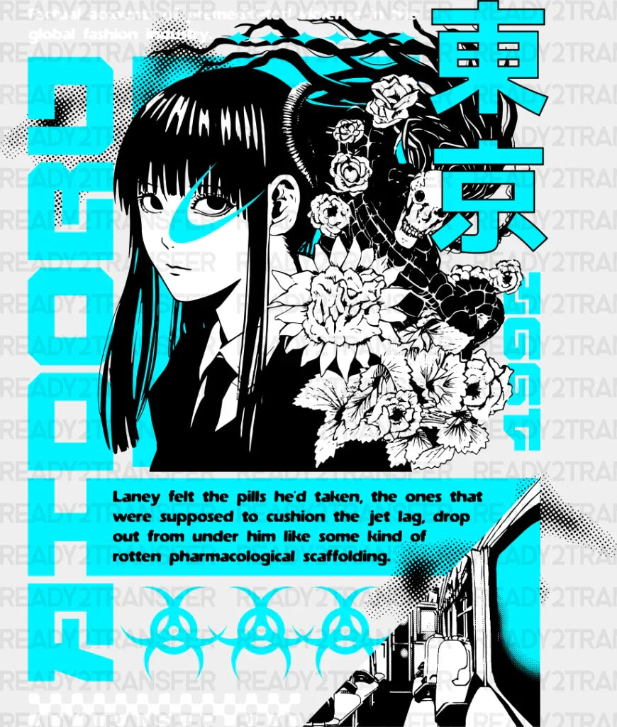 Anime Girl Flowers - Dtf Heat Transfer Adult Unisex S & M (10’’) / Light Color Design (See Imaging)