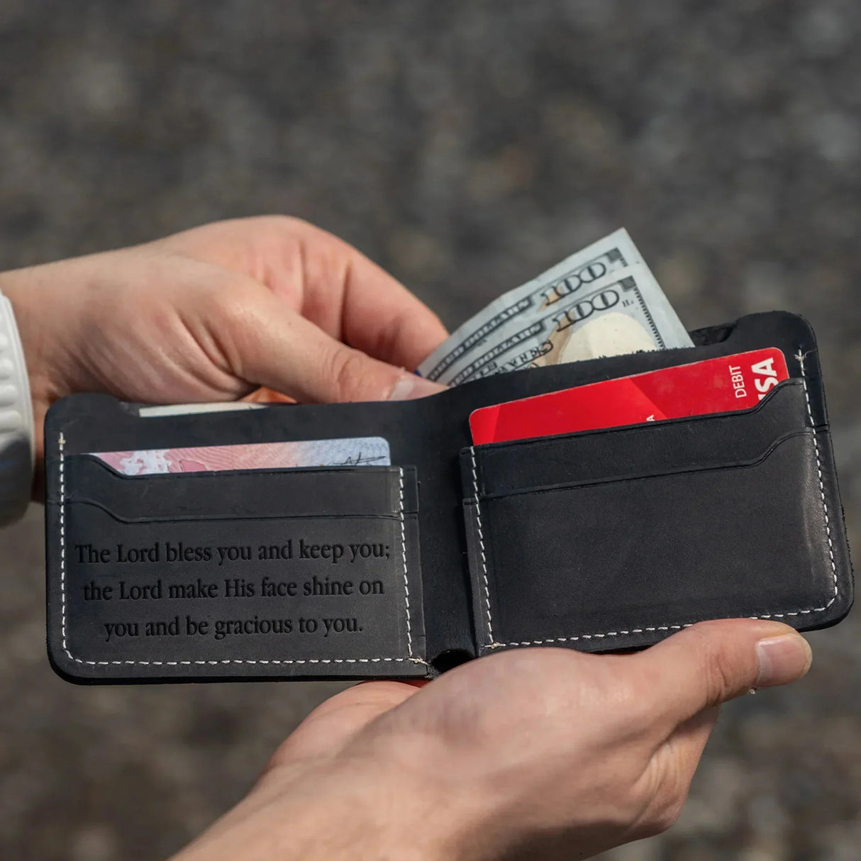 Custom Engraved Leather Wallet for Men