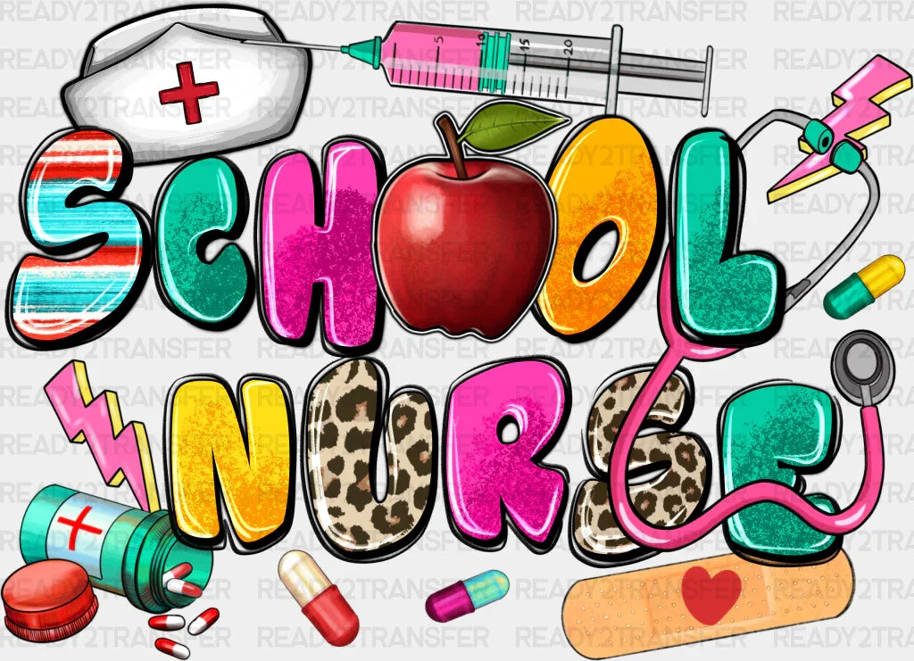 Apple And Syringe School Nurse Design - Dtf Transfers