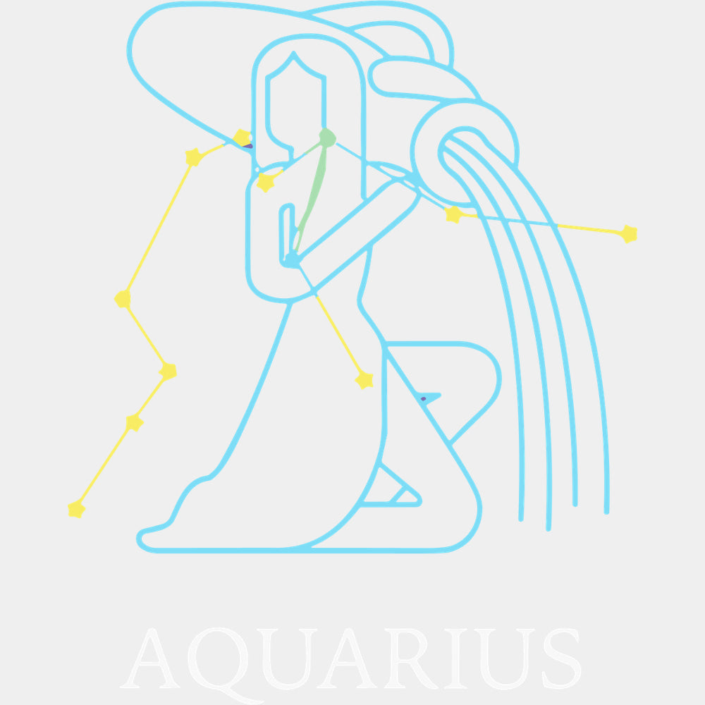 Aquarius Blue Constellation - Zodiacs & Horoscopes DTF Transfers - Adult Unisex - S & M (10’’) / Light Color Design